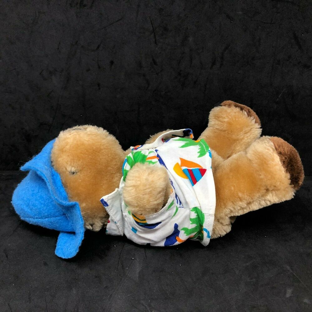 Eden Paddington Bear Plush Tropical Sailboat‎ Palm Tree Shirt 8" VTG Teddy - Picture 2 of 6